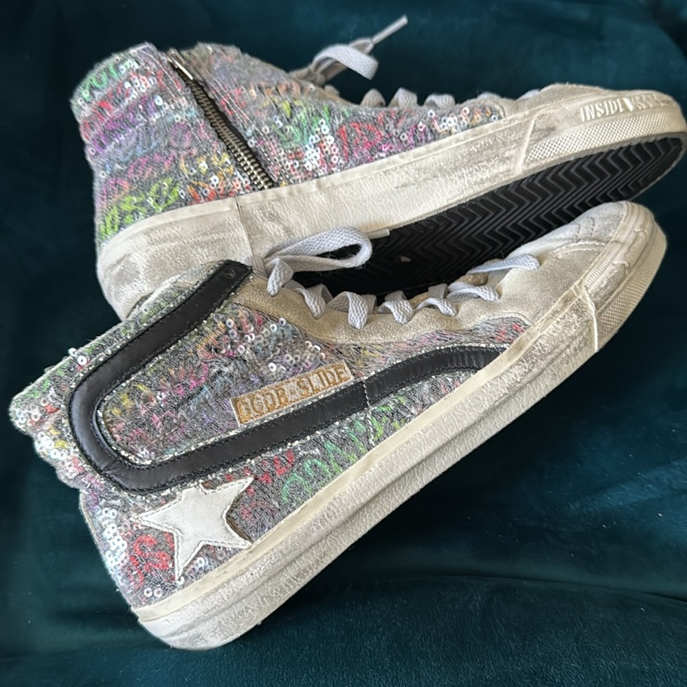 Golden Goose slide rainbow high top sneakers size 40 - Picture 10 of 14